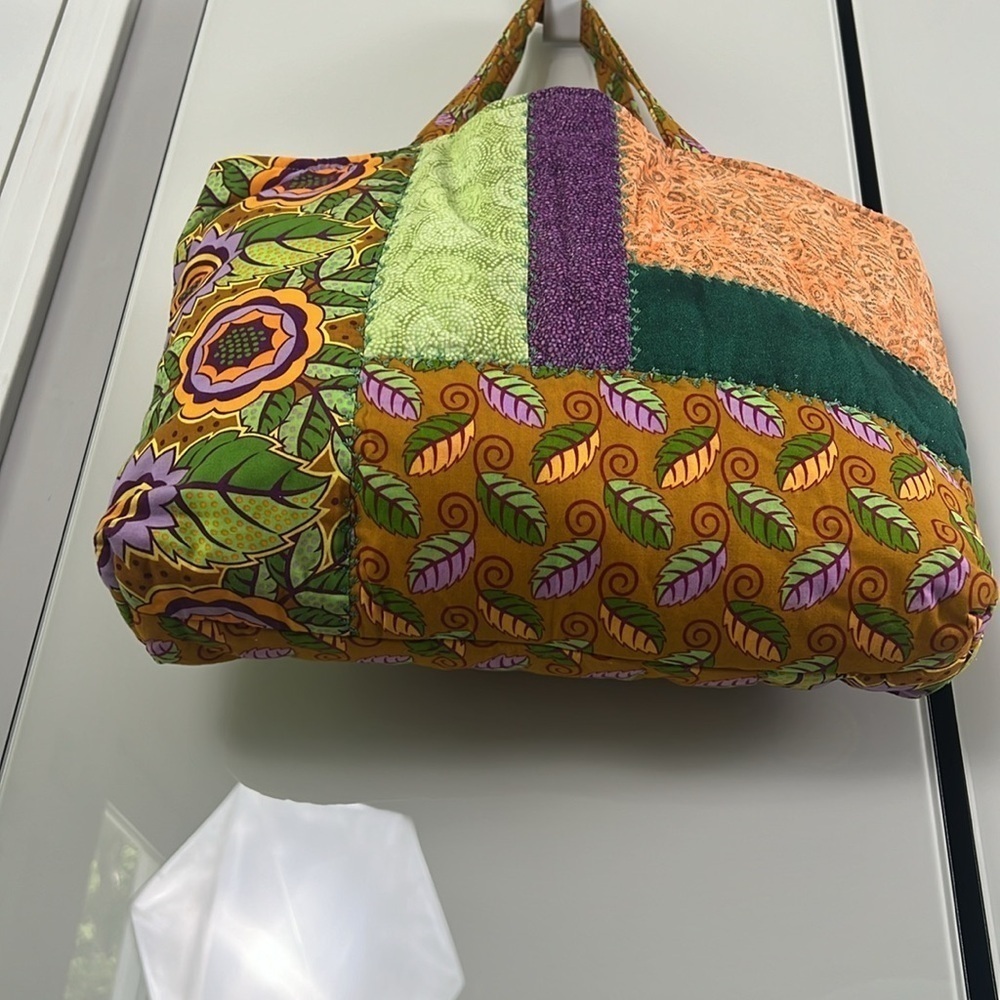 Sunflower Patchwork Orange & Lilac Quilted Harves… - image 7